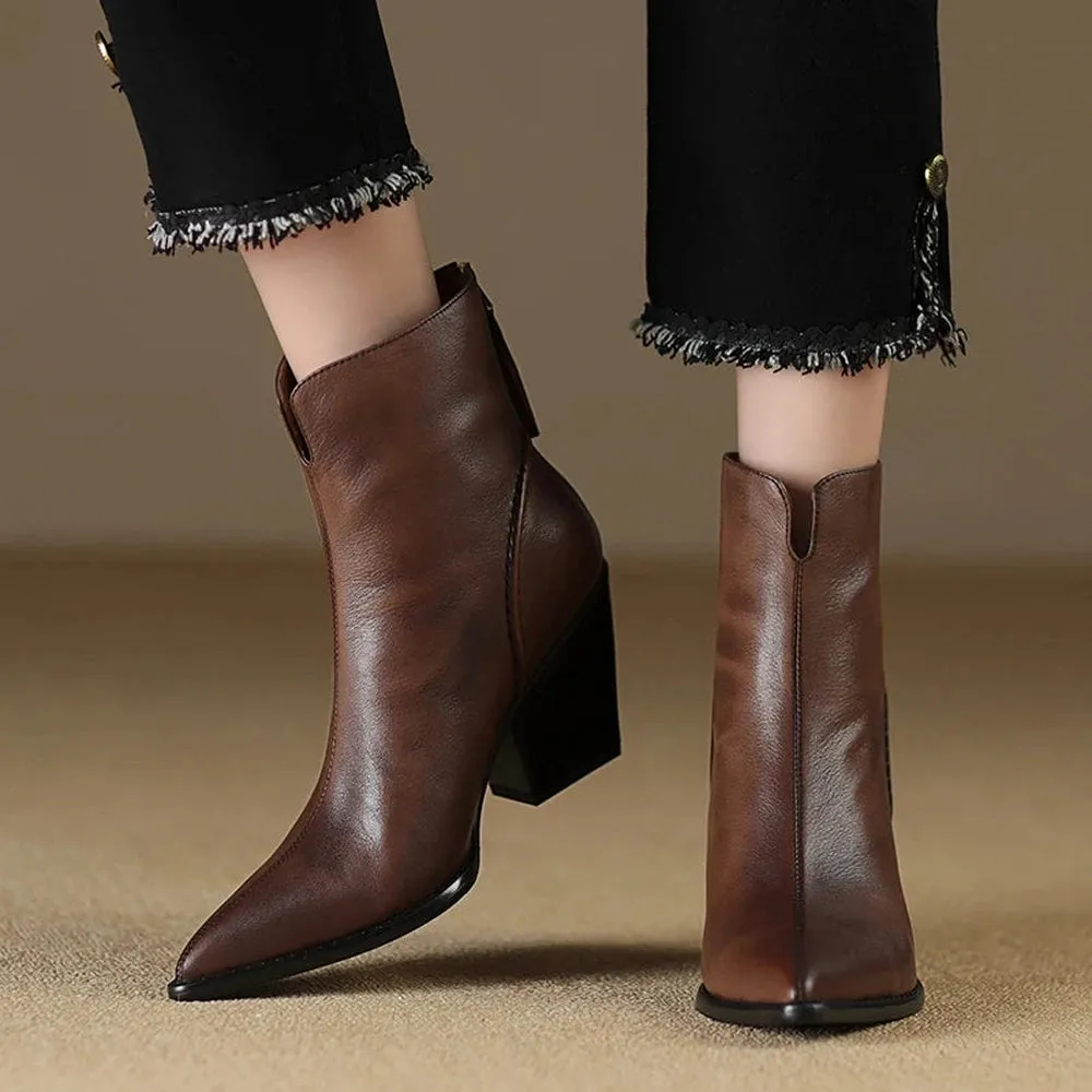 Soltana Chunky brown leather ankle boots