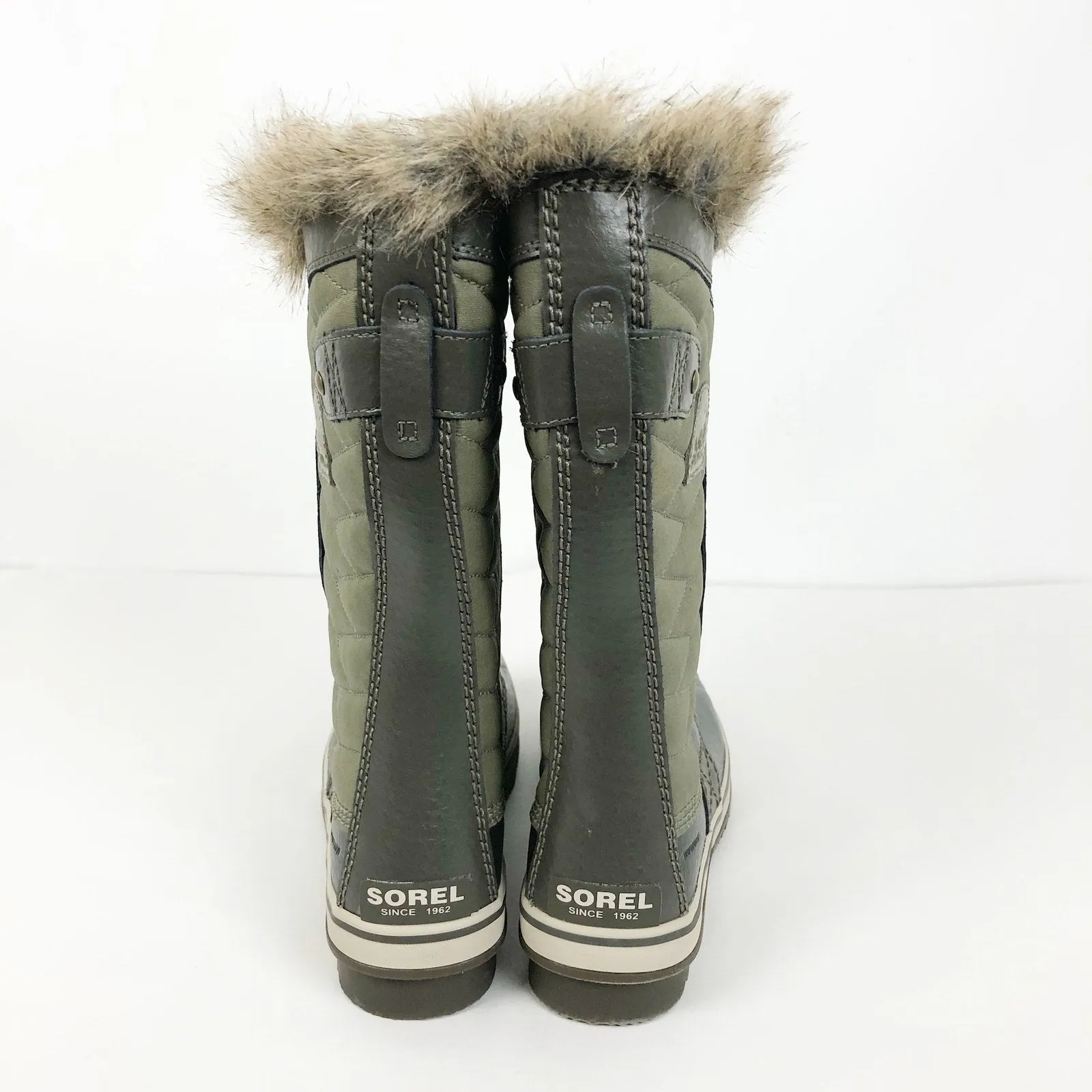 Sorel Womens Tofino II Boots 7.5 Green Faux Fur Cuff Waterproof Winter NWOB