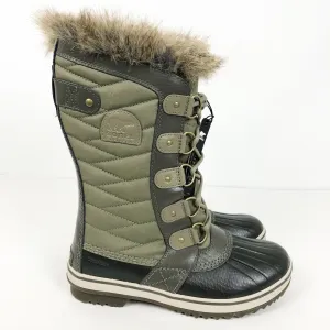 Sorel Womens Tofino II Boots 7.5 Green Faux Fur Cuff Waterproof Winter NWOB