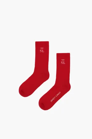 SPORT MONOGRAM SOCK IN RED