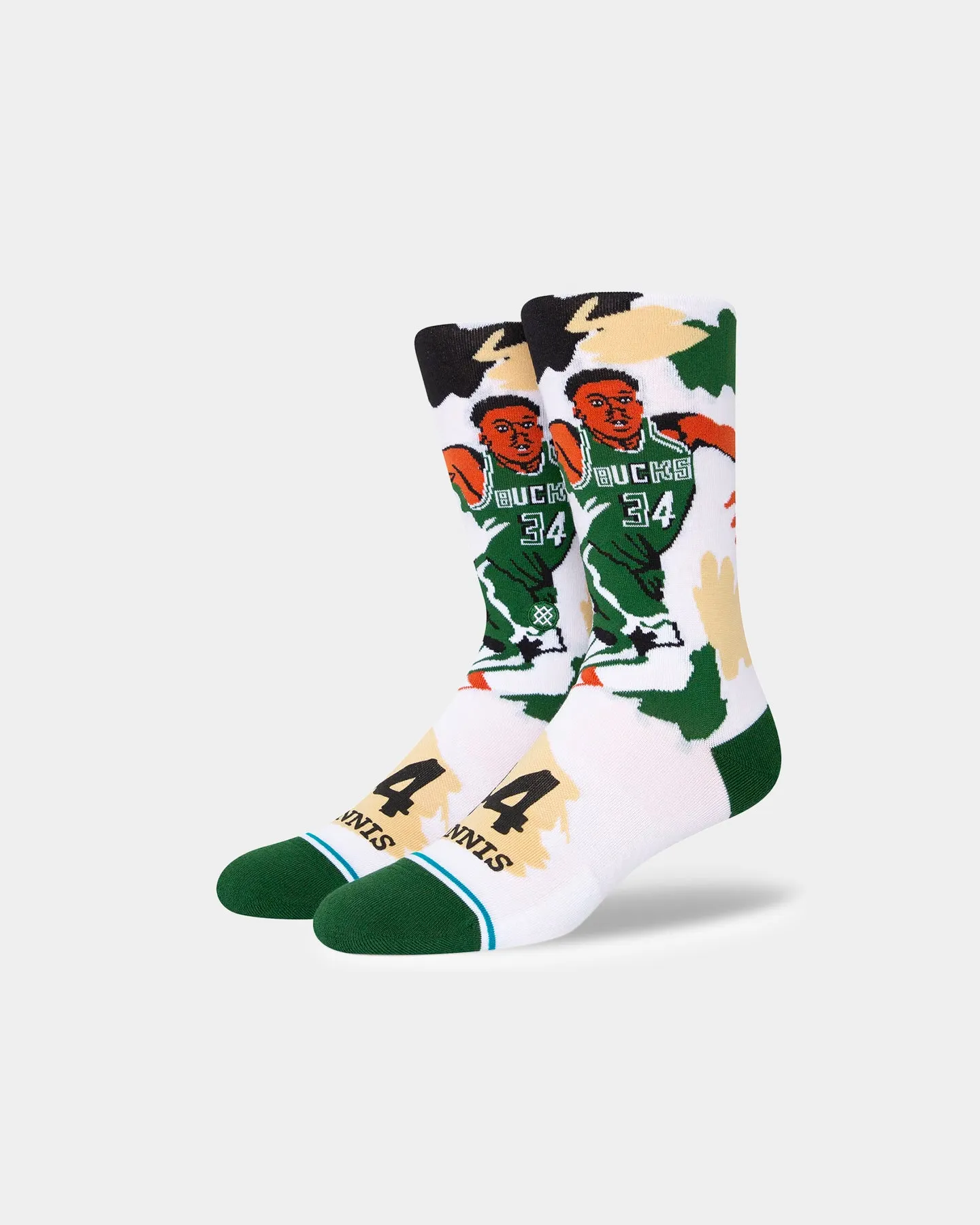 Stance Milwaukee Bucks Giannis Antetokounmpo #34 Paint Crew Socks White