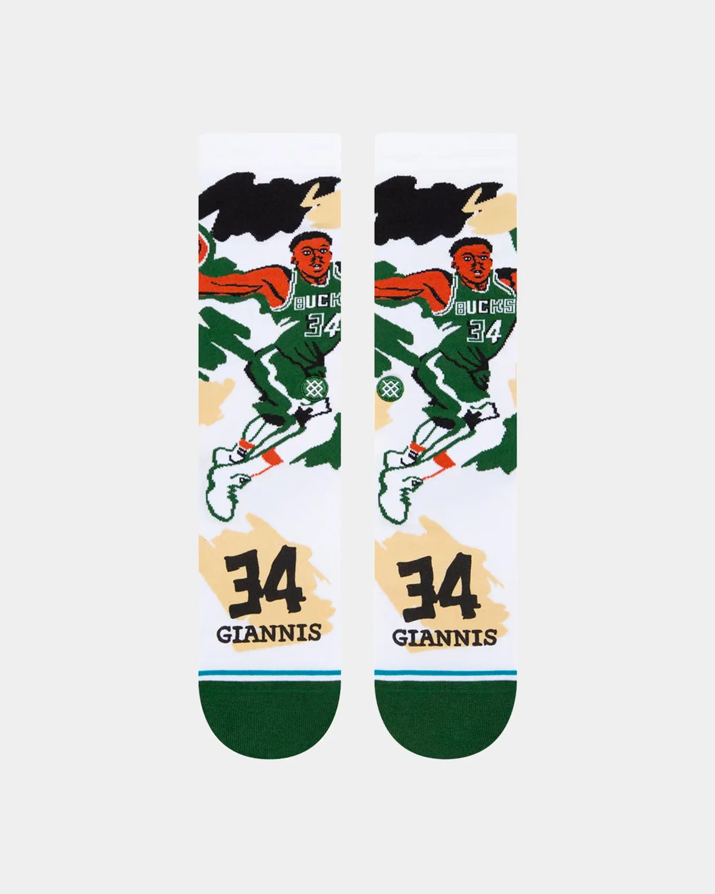 Stance Milwaukee Bucks Giannis Antetokounmpo #34 Paint Crew Socks White