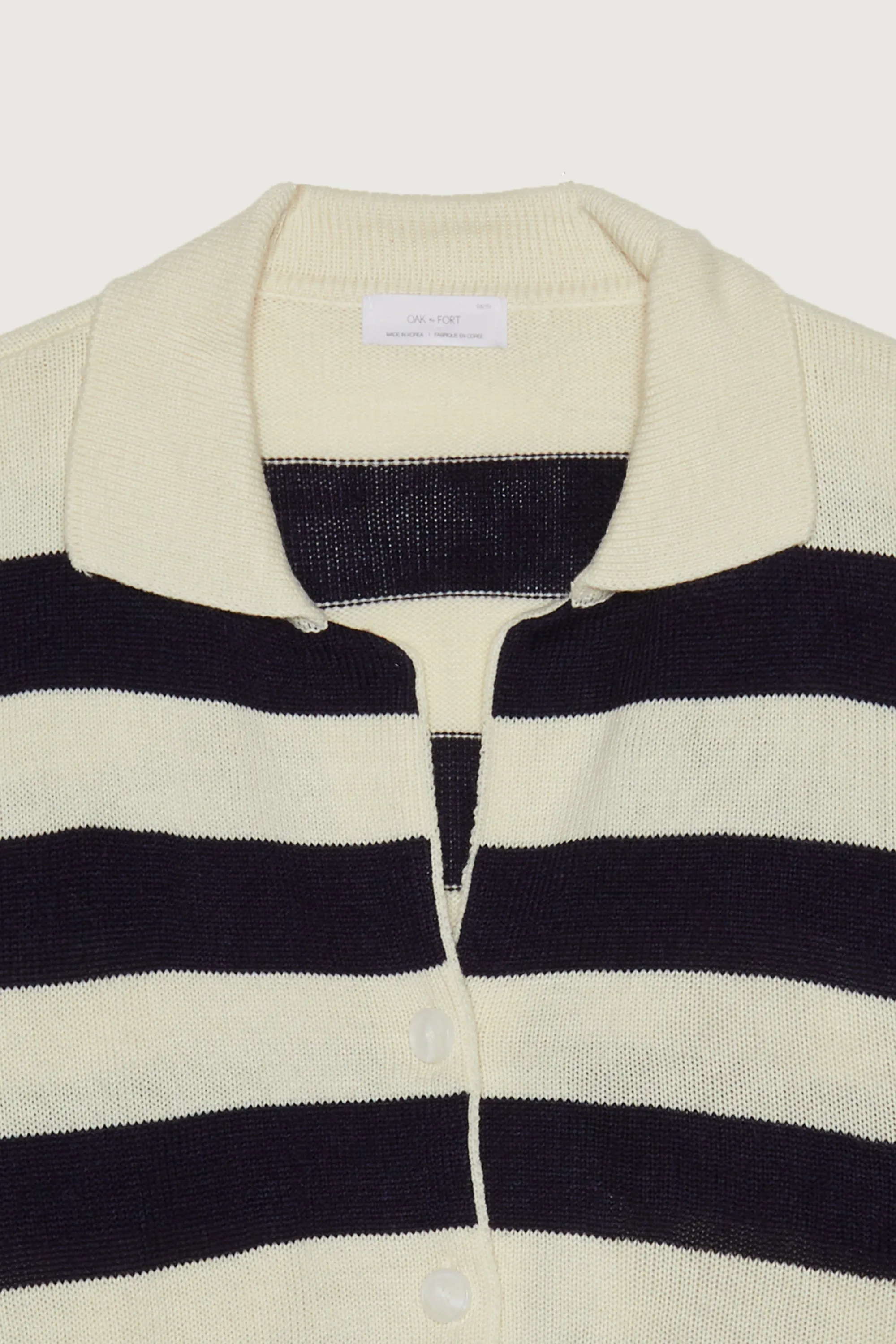 STRIPED COLLARED CARDIGAN