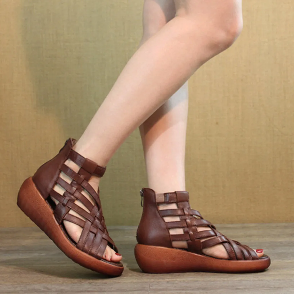 Summer Vintage Wedge Woven Sandals