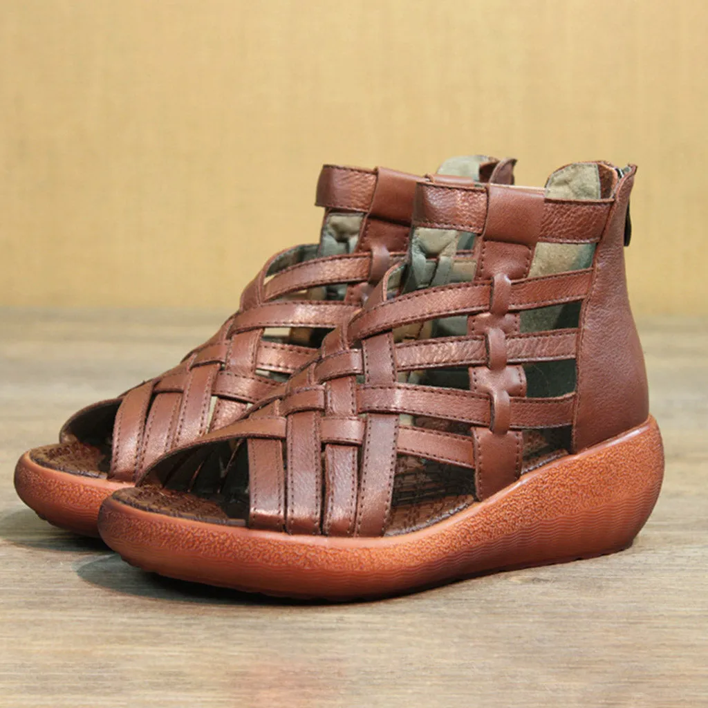 Summer Vintage Wedge Woven Sandals