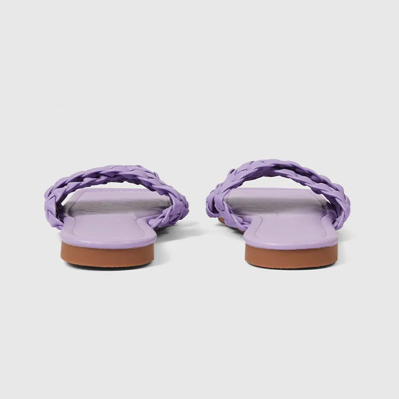 Summer Woven Slippers Soft Flats Purple