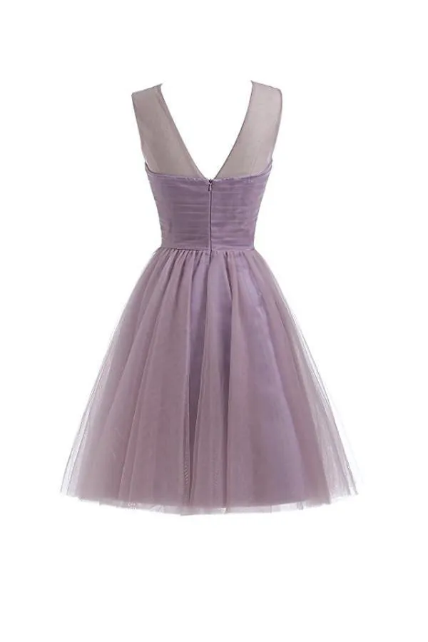 Sweetheart Tulle Light Purple Homecoming Dresses Short Prom Dresses PG069