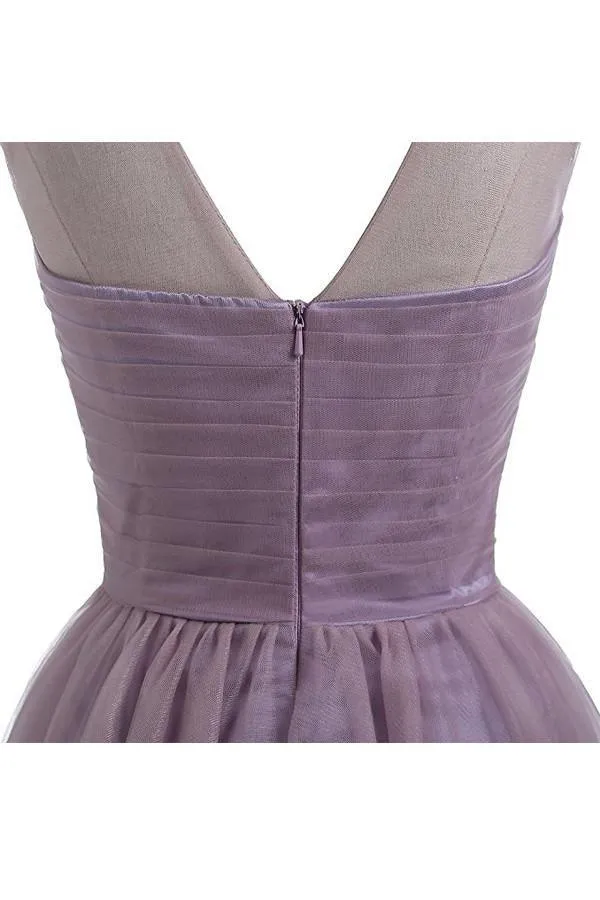 Sweetheart Tulle Light Purple Homecoming Dresses Short Prom Dresses PG069