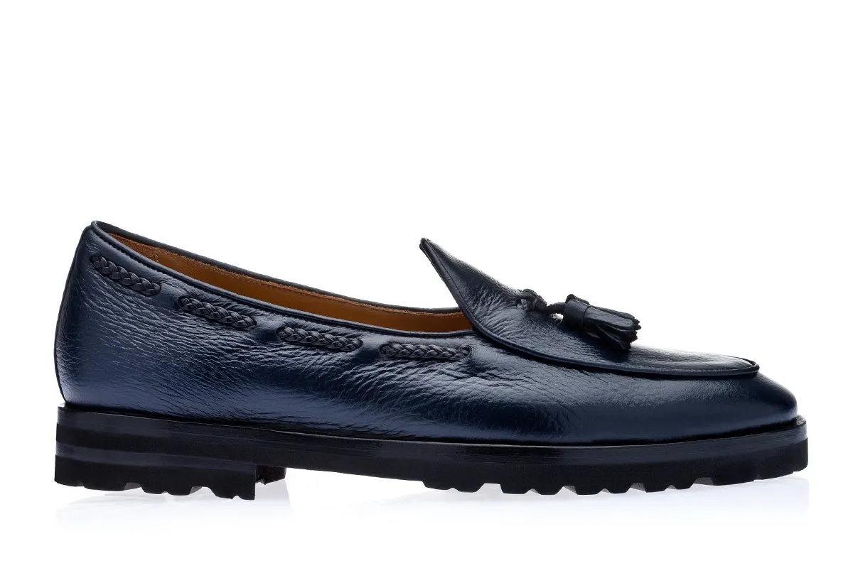 TANGERINE 8-T DEER NAVY BELGIAN LOAFERS