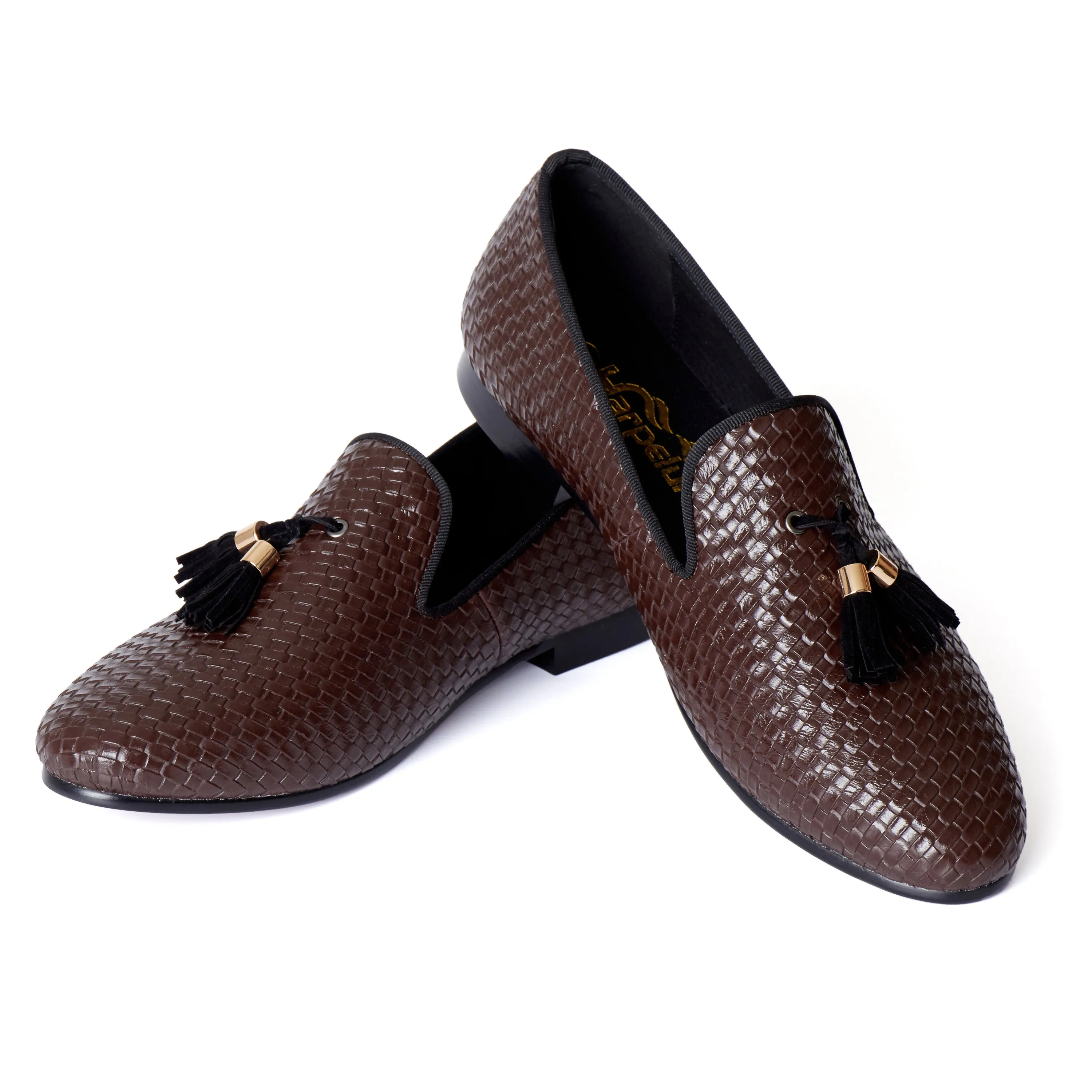 Tasseled Braided Woven Leather Men Loafers Shoes