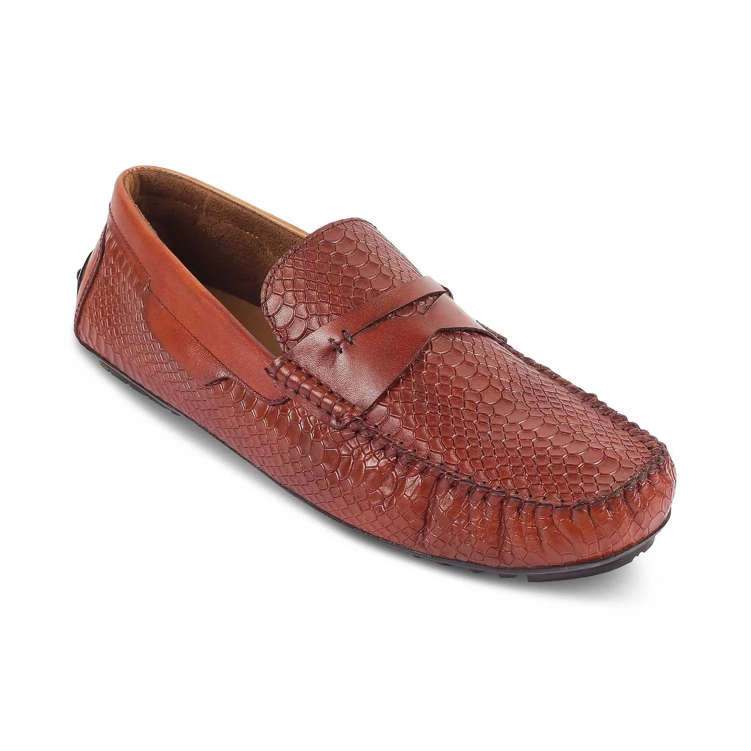 The Argon Tan Men's Leather Driving Loafers Tresmode