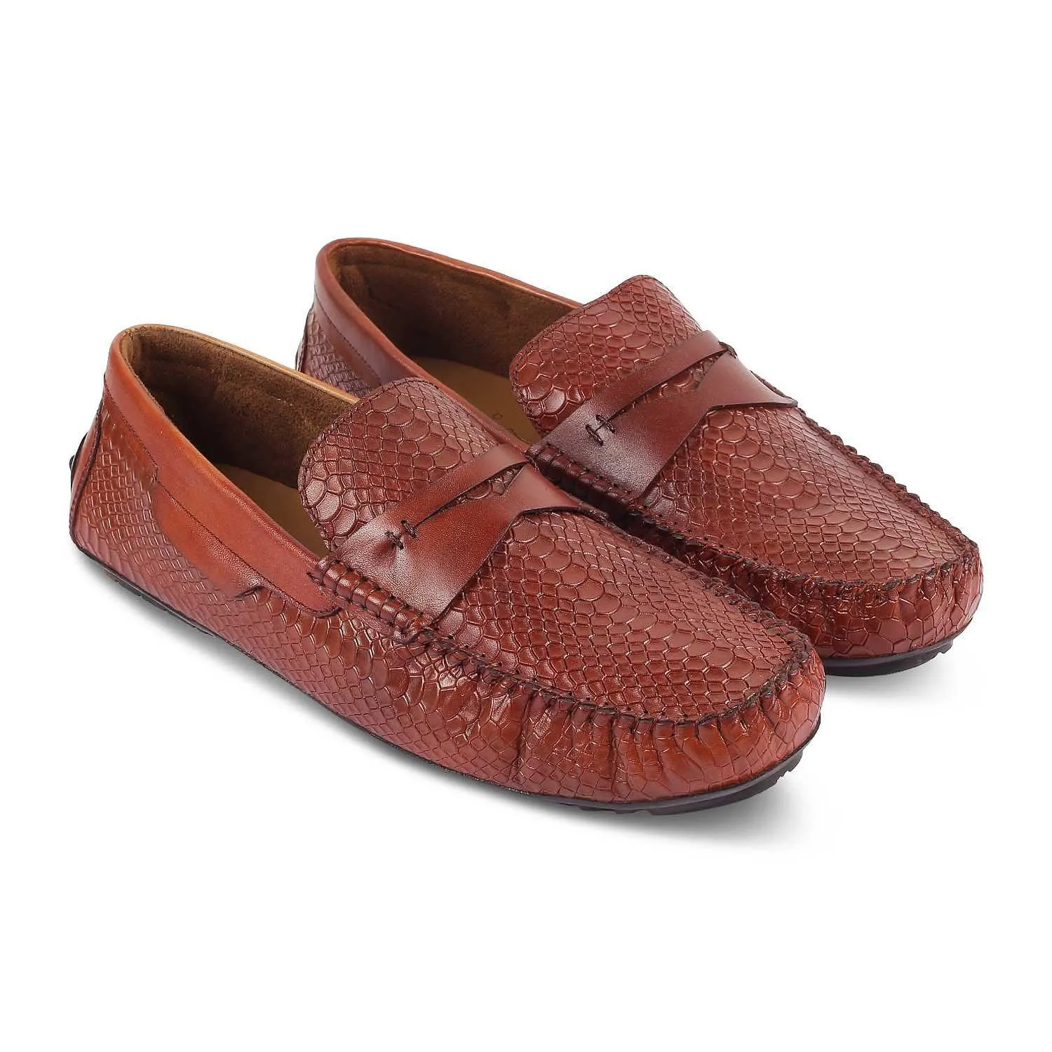 The Argon Tan Men's Leather Driving Loafers Tresmode