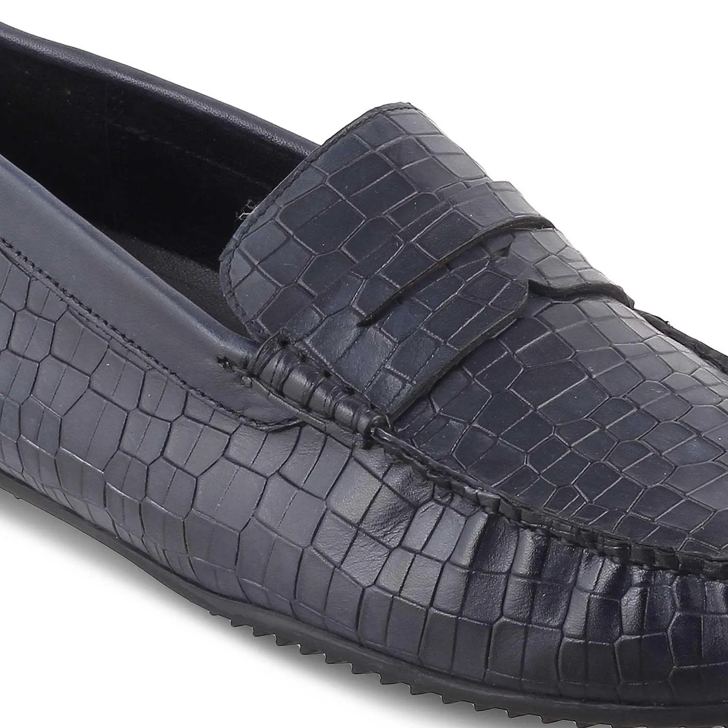 The Avyo Blue Men's Leather Loafers Tresmode