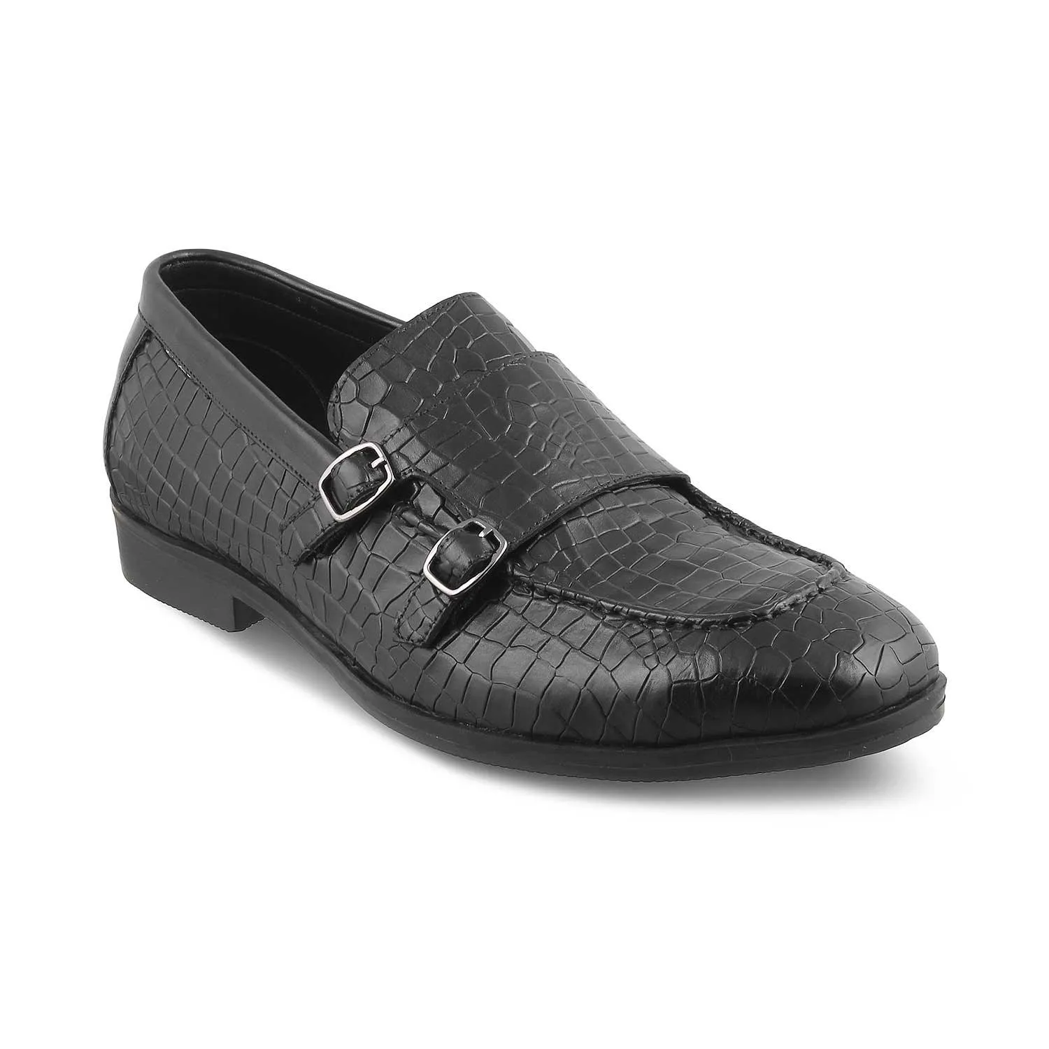 The Cliz Black Men's Double Monk Shoes Tresmode