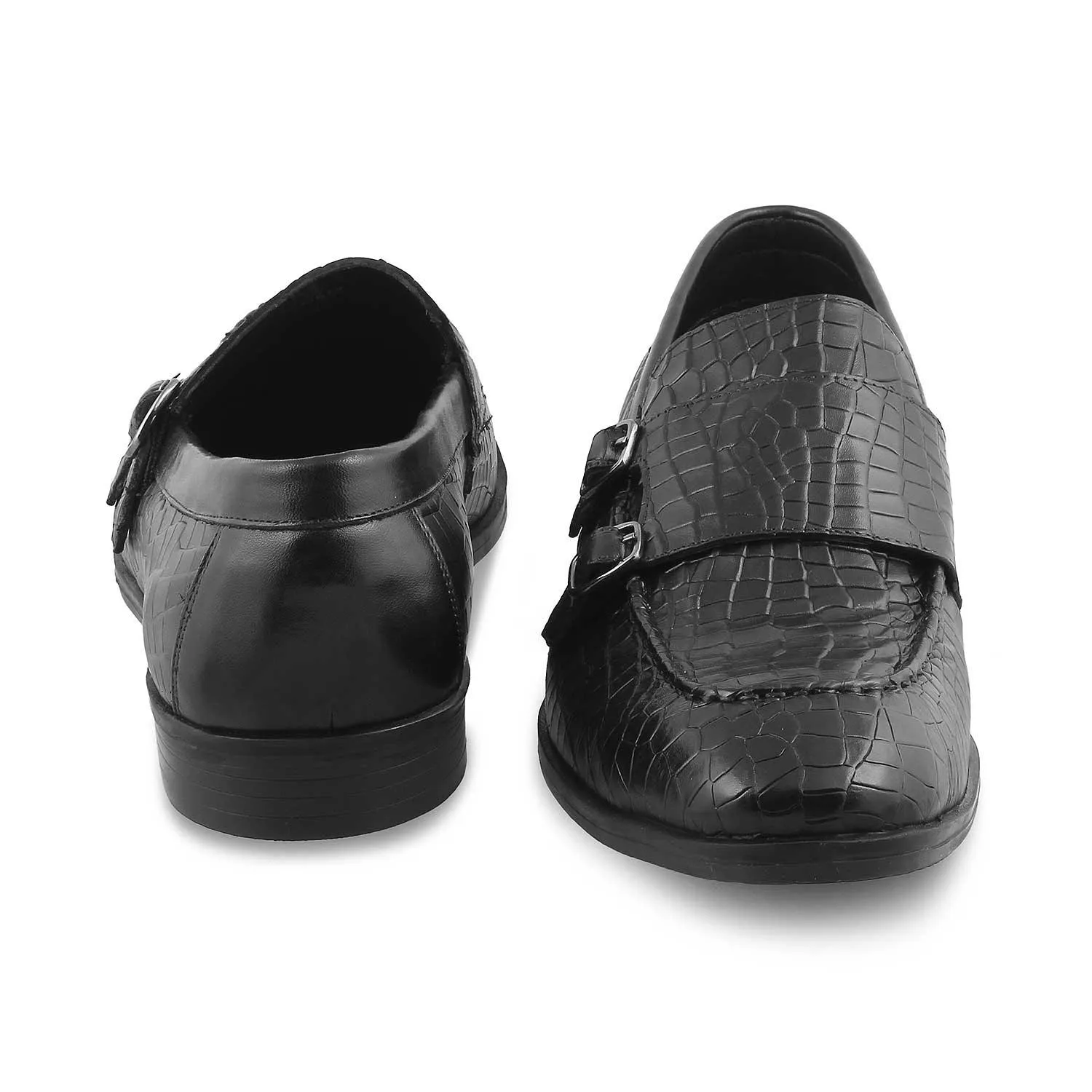 The Cliz Black Men's Double Monk Shoes Tresmode