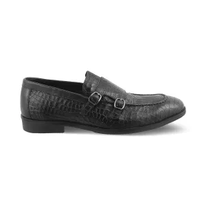 The Cliz Black Men's Double Monk Shoes Tresmode