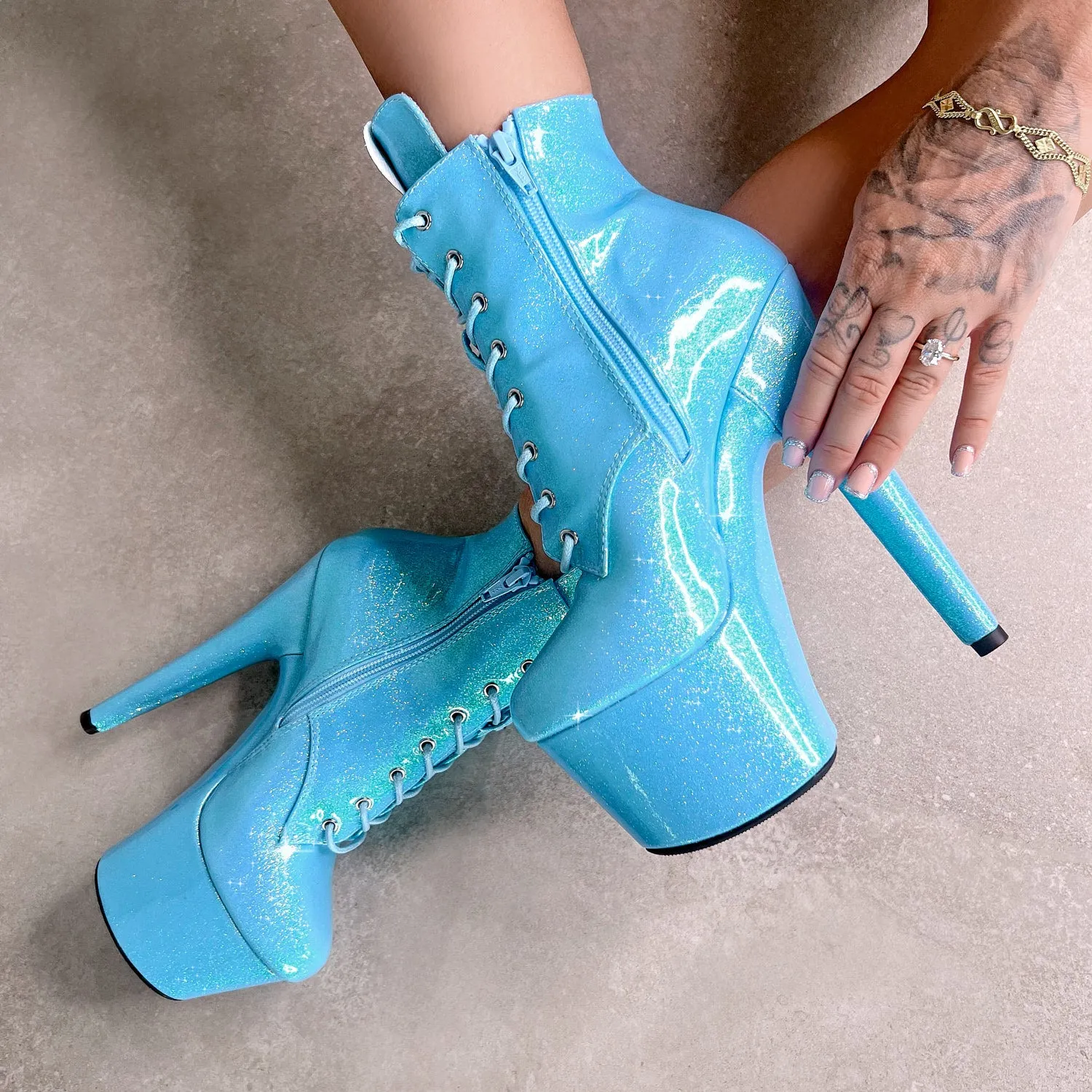 The Glitterati Ankle Boot - Baby Blues *2.0* - 7 INCH