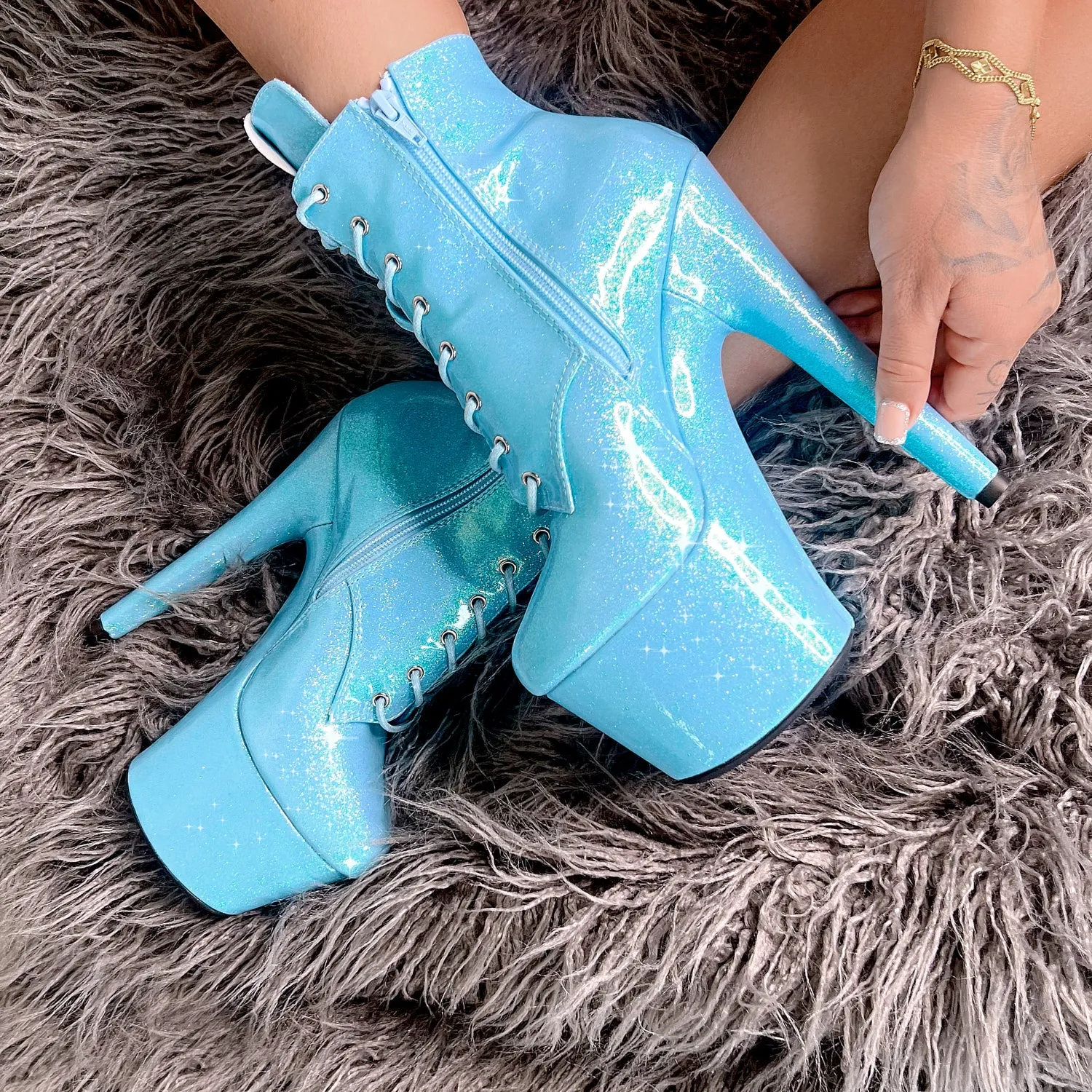 The Glitterati Ankle Boot - Baby Blues *2.0* - 7 INCH