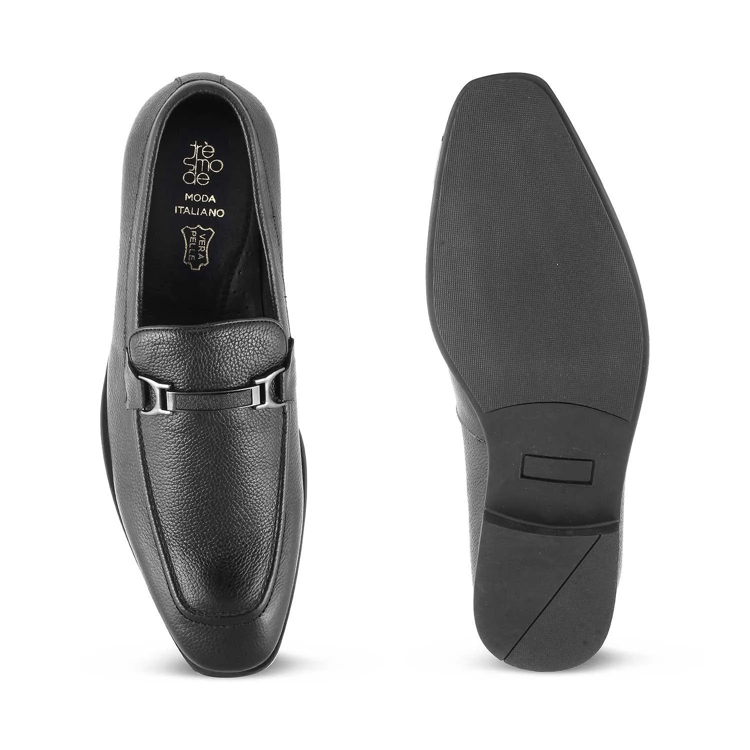 The Leven Black Men's Leather Loafers Tresmode