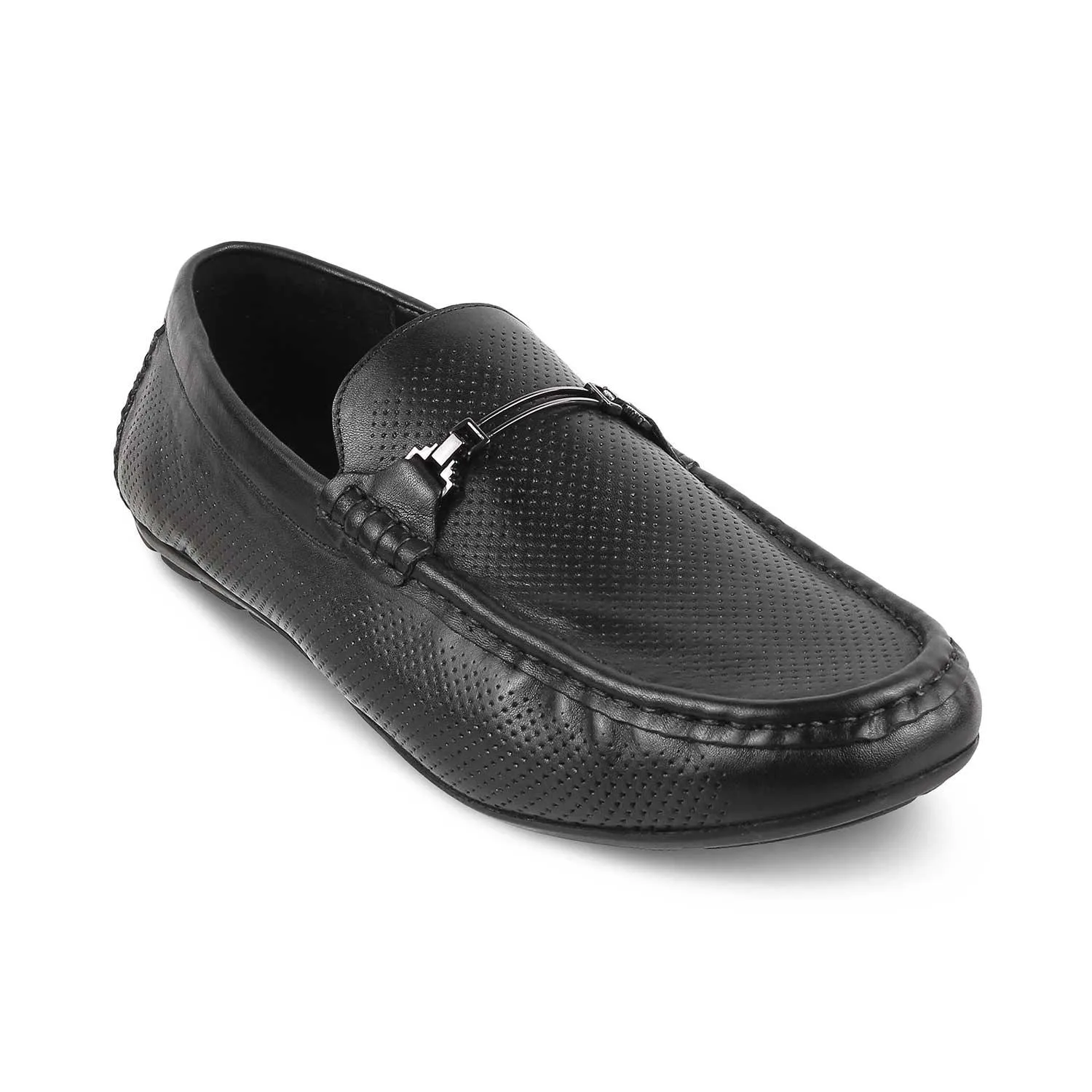 The Open-2 Black Men's Leather Loafers Tresmode