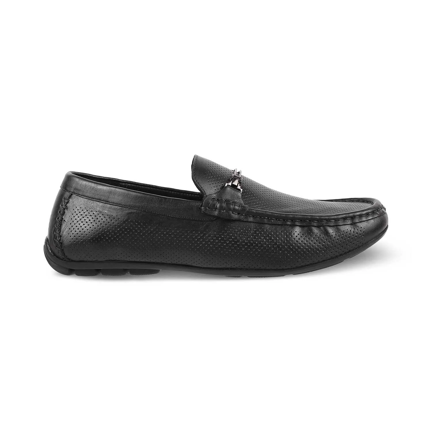 The Open-2 Black Men's Leather Loafers Tresmode