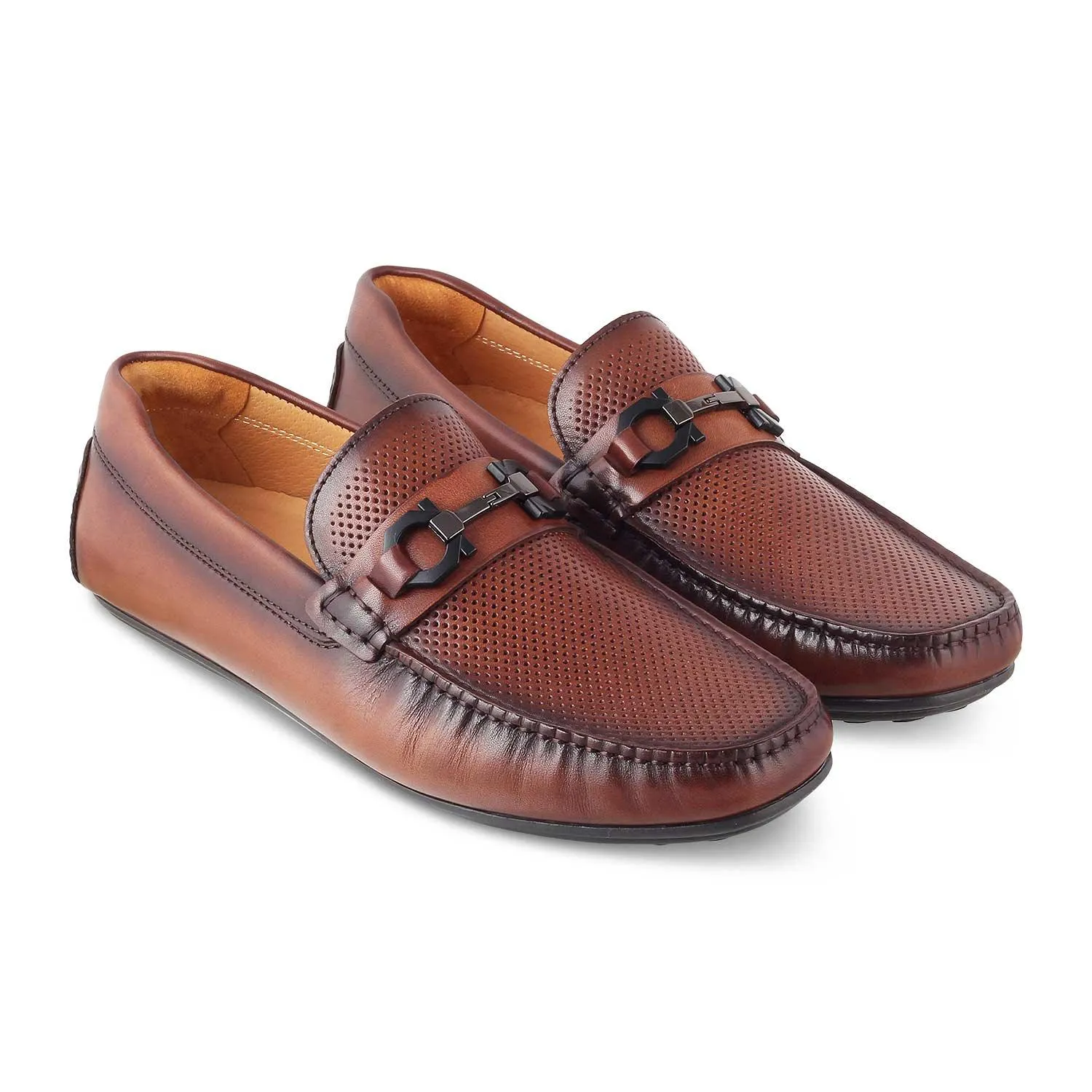 The Roma Brown Men's Leather Driving Loafers Tresmode