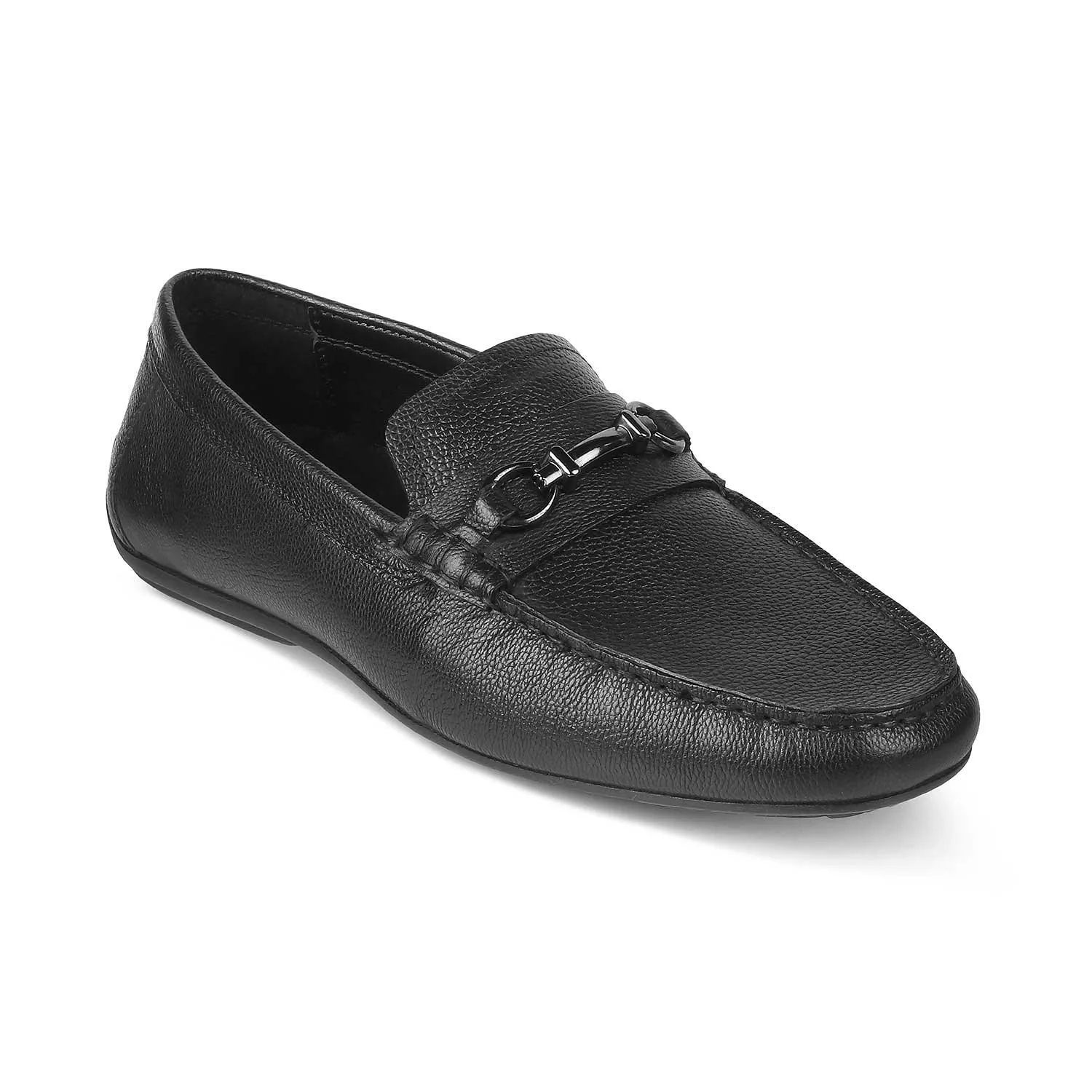 The Sandee Black Men's Leather Driving Loafers Tresmode