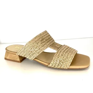 The Woven Leather T-Strap Sandal in Natural