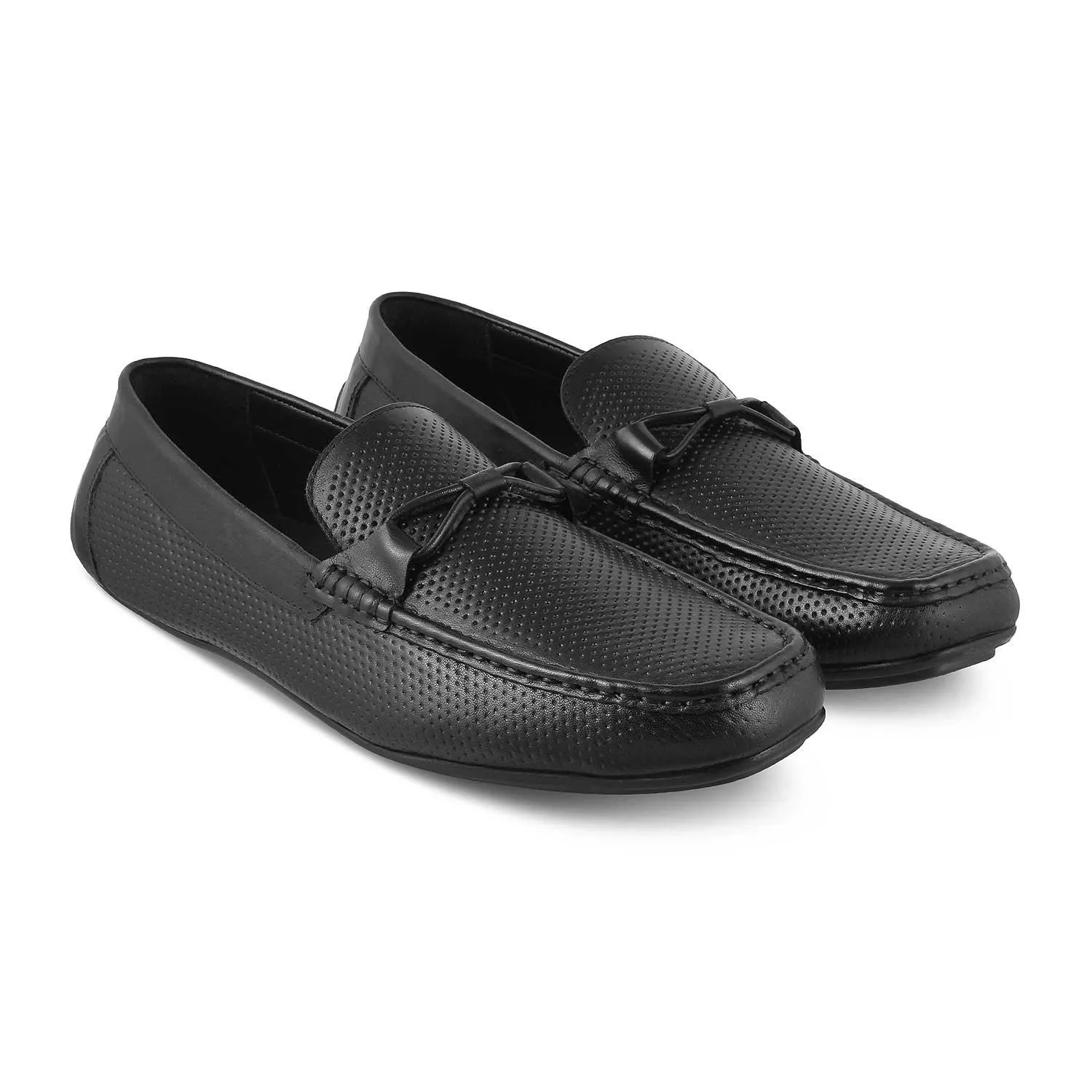 The Yoti Black Men's Leather Driving Loafers Tresmode