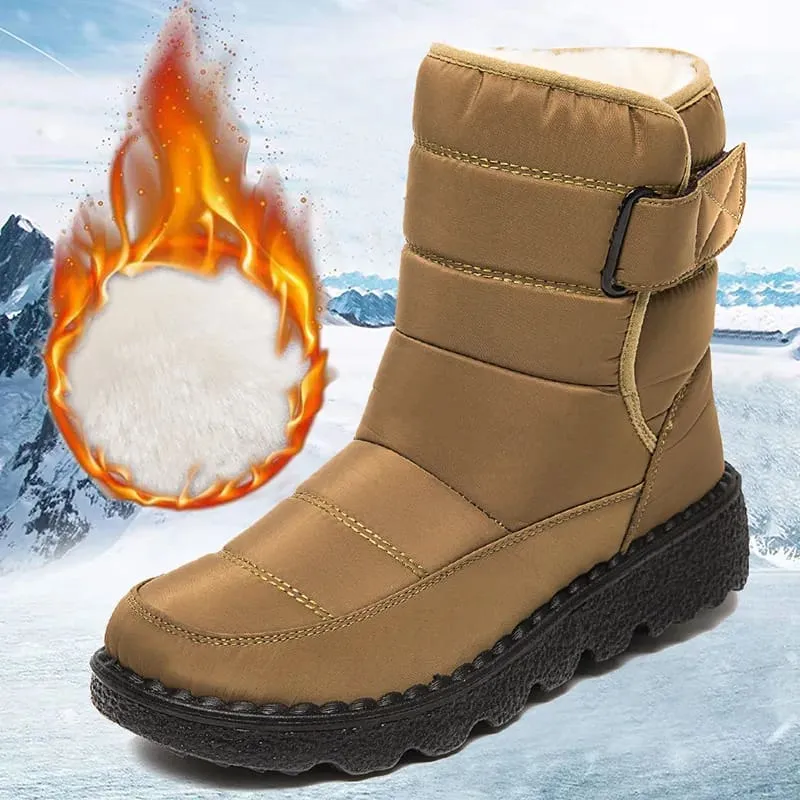 Thick Plush Non Slip Waterproof Warm Cotton Padded Snow Boots for Women