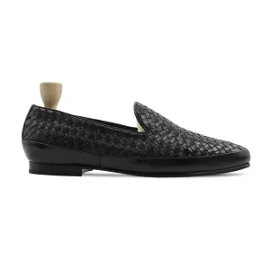 Thoron - Men's Black Calf and Hand Woven Calf Leather Loafer