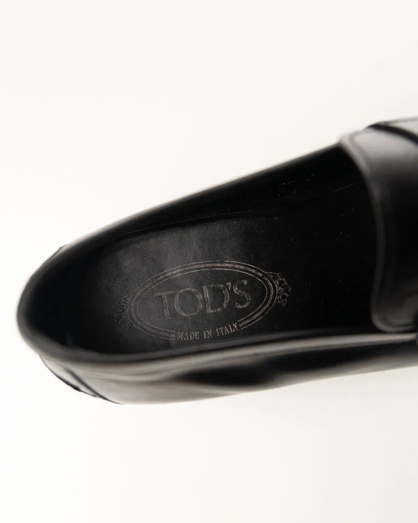 Tod's Black Slip On Loafers