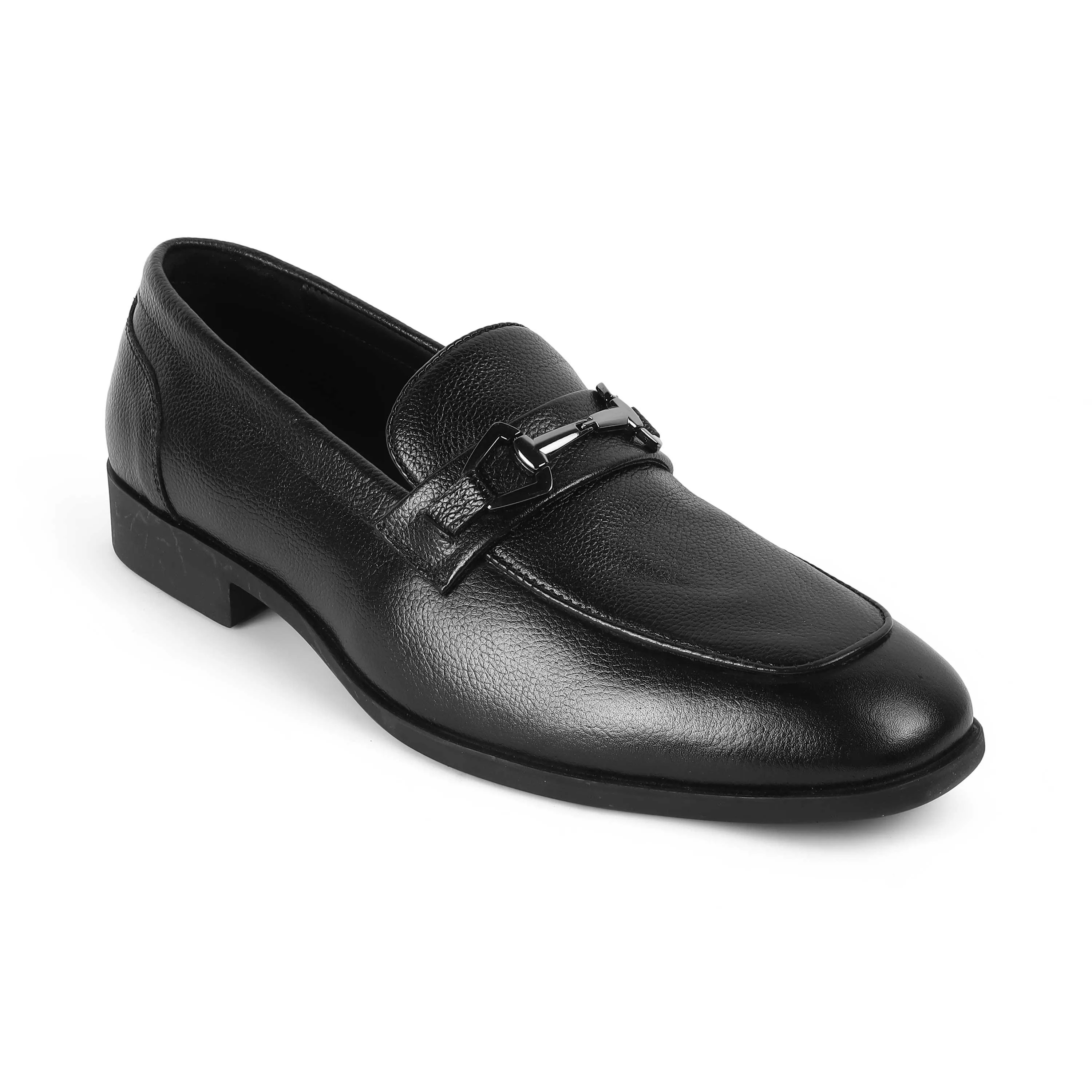 Tresmode Antli Black Men's Leather Loafers