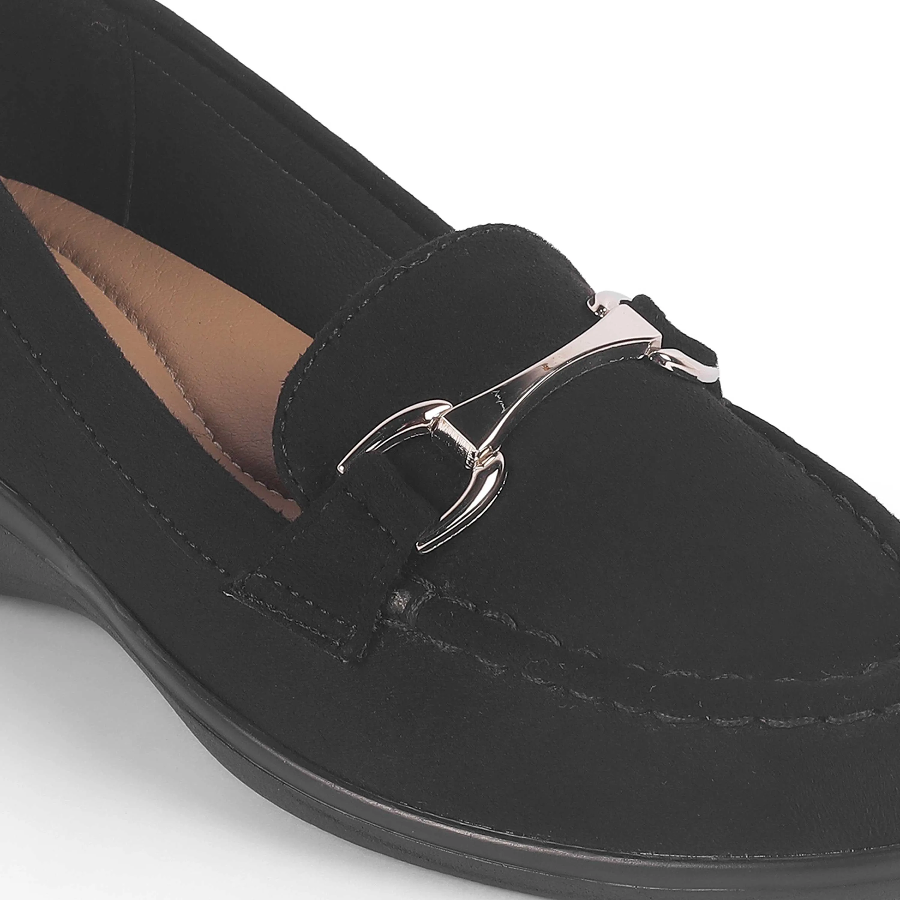 Tresmode Lucia Black Women's Casual Wedge Loafers