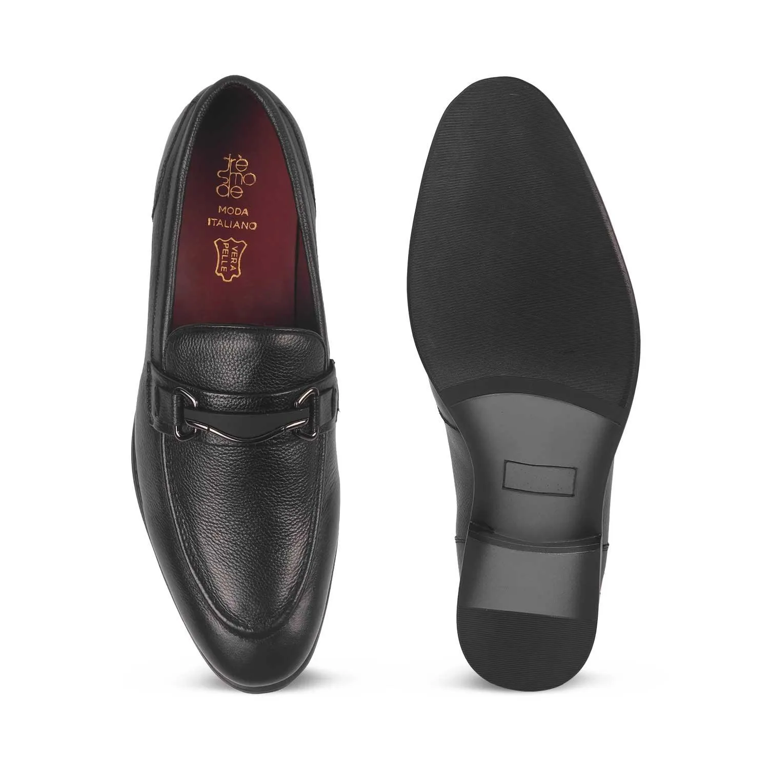 Tresmode Morko Black Men's Leather Loafers