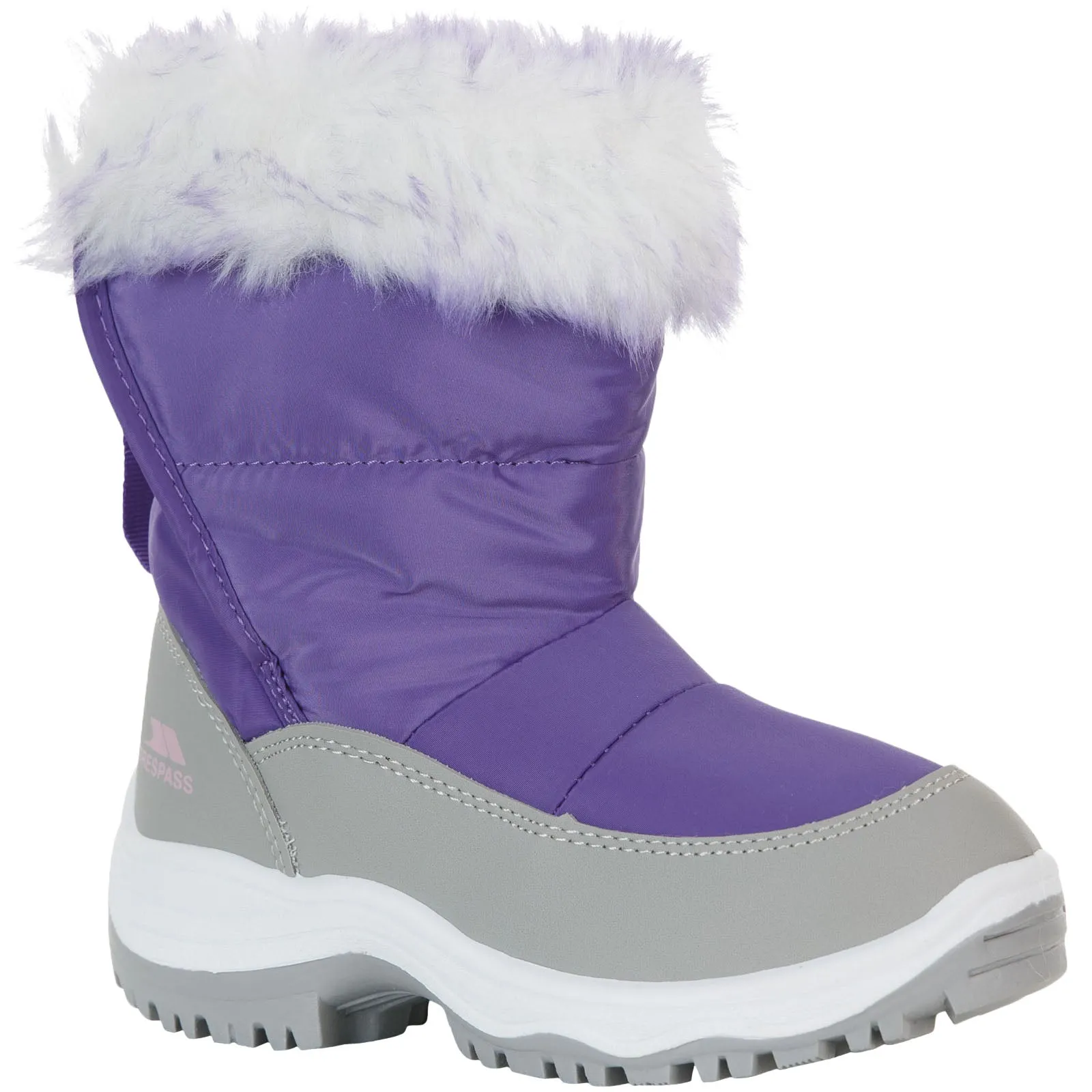 Trespass Kids Arabella Insulated Fur Trim Snow Boots - Viola