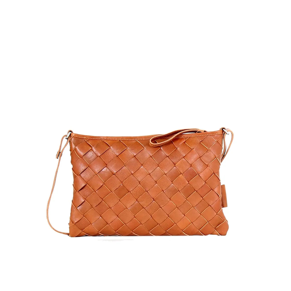 Trine Woven Clutch Large Cognac