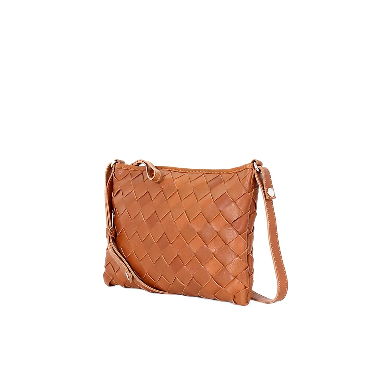 Trine Woven Clutch Large Cognac