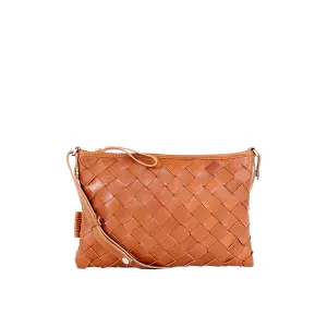 Trine Woven Clutch Large Cognac