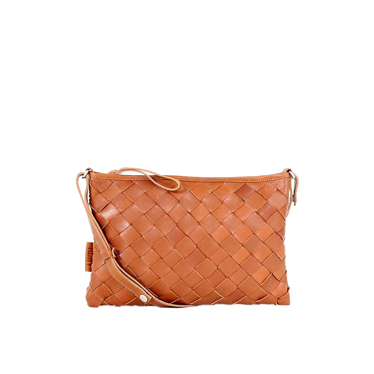 Trine Woven Clutch Large Cognac