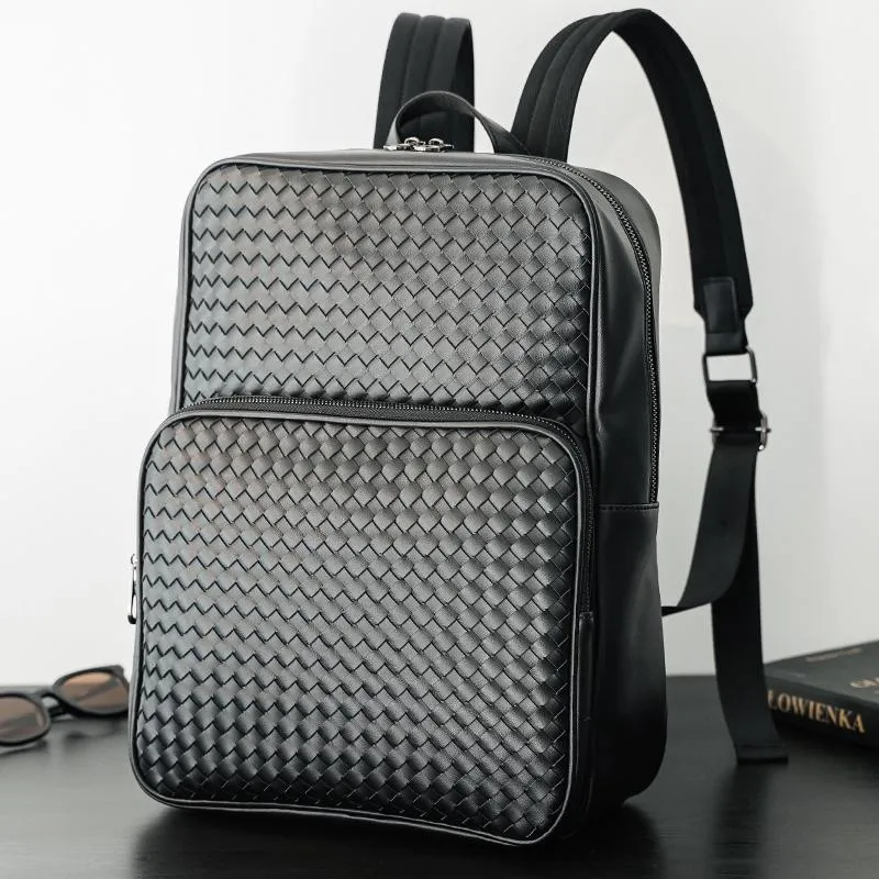 Upgraded Hand-Woven Business Casual Backpack Korean Style Fashion Men's Bag Business Bag Computer Backpack