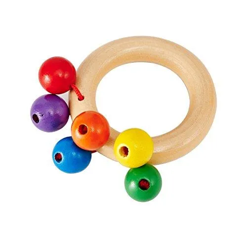 [US CPSC Certificated] Babylian Educational Grasping Rattles Combination of Beech Material for Children of More Than 3 Months Old (4 Type)