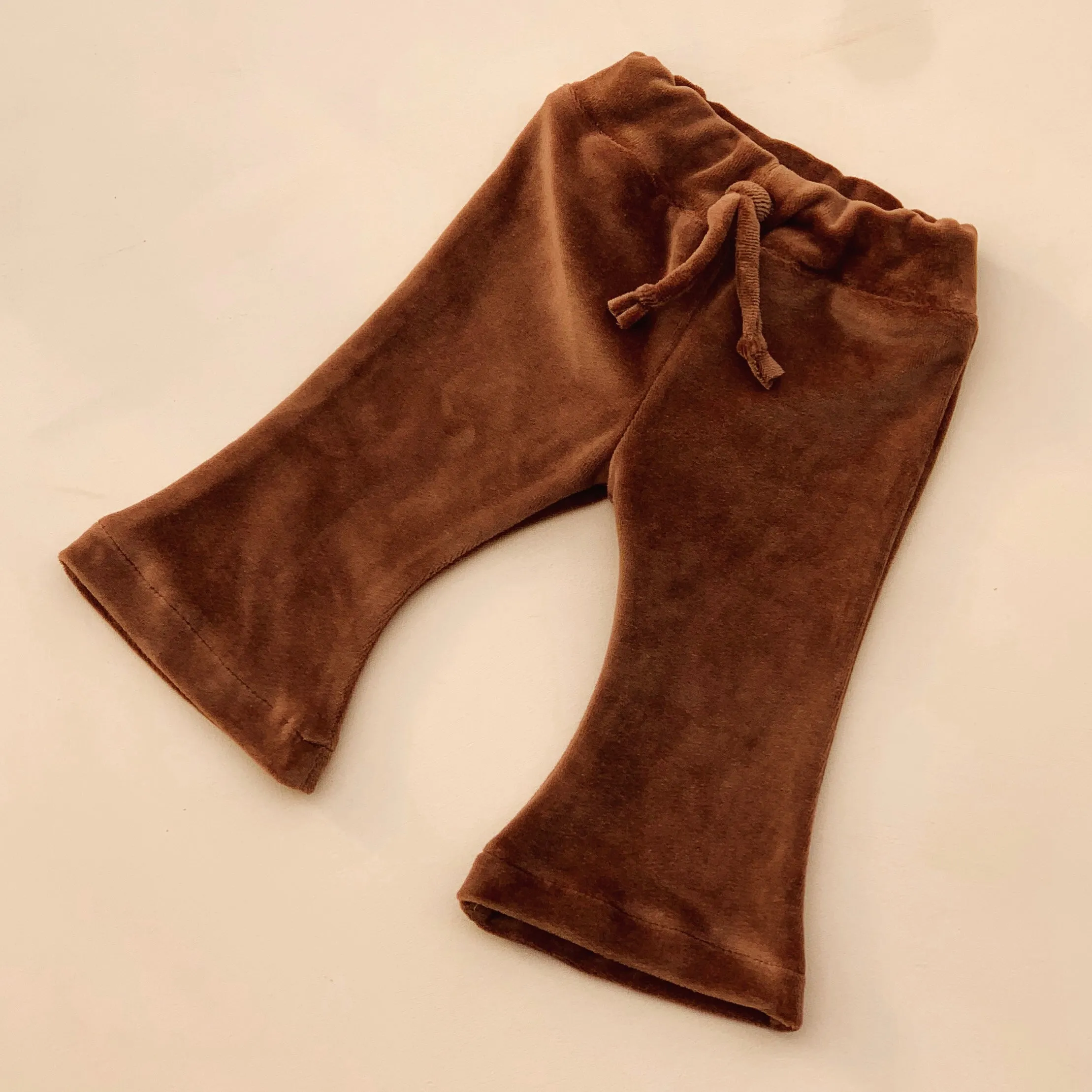 VELOUR baby flares - HAZELNUT