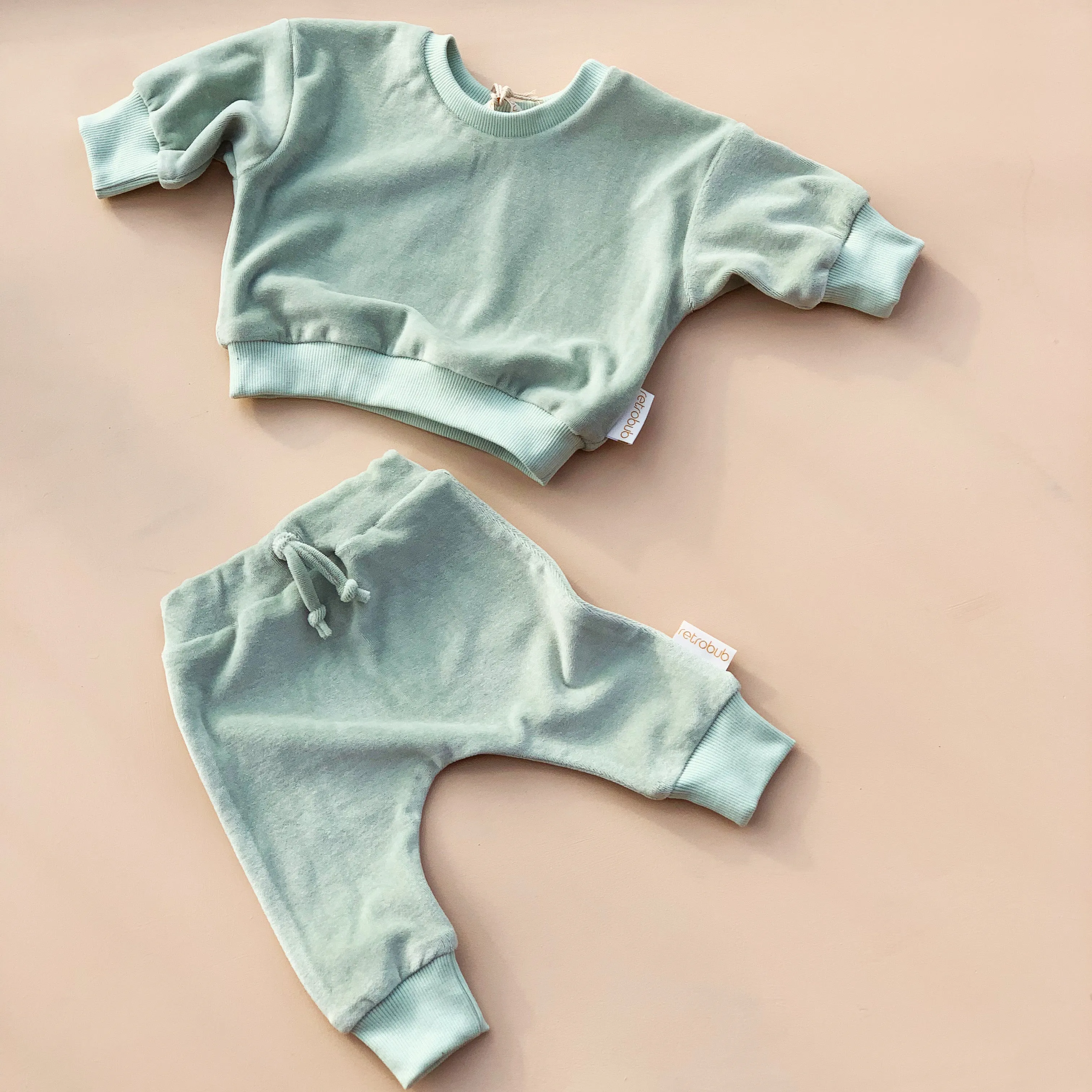 VELOUR baby leggings - SAGE