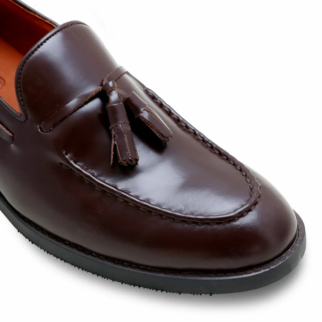 VELVET TASSEL LOAFERS MOC TOE MATTE BROWN