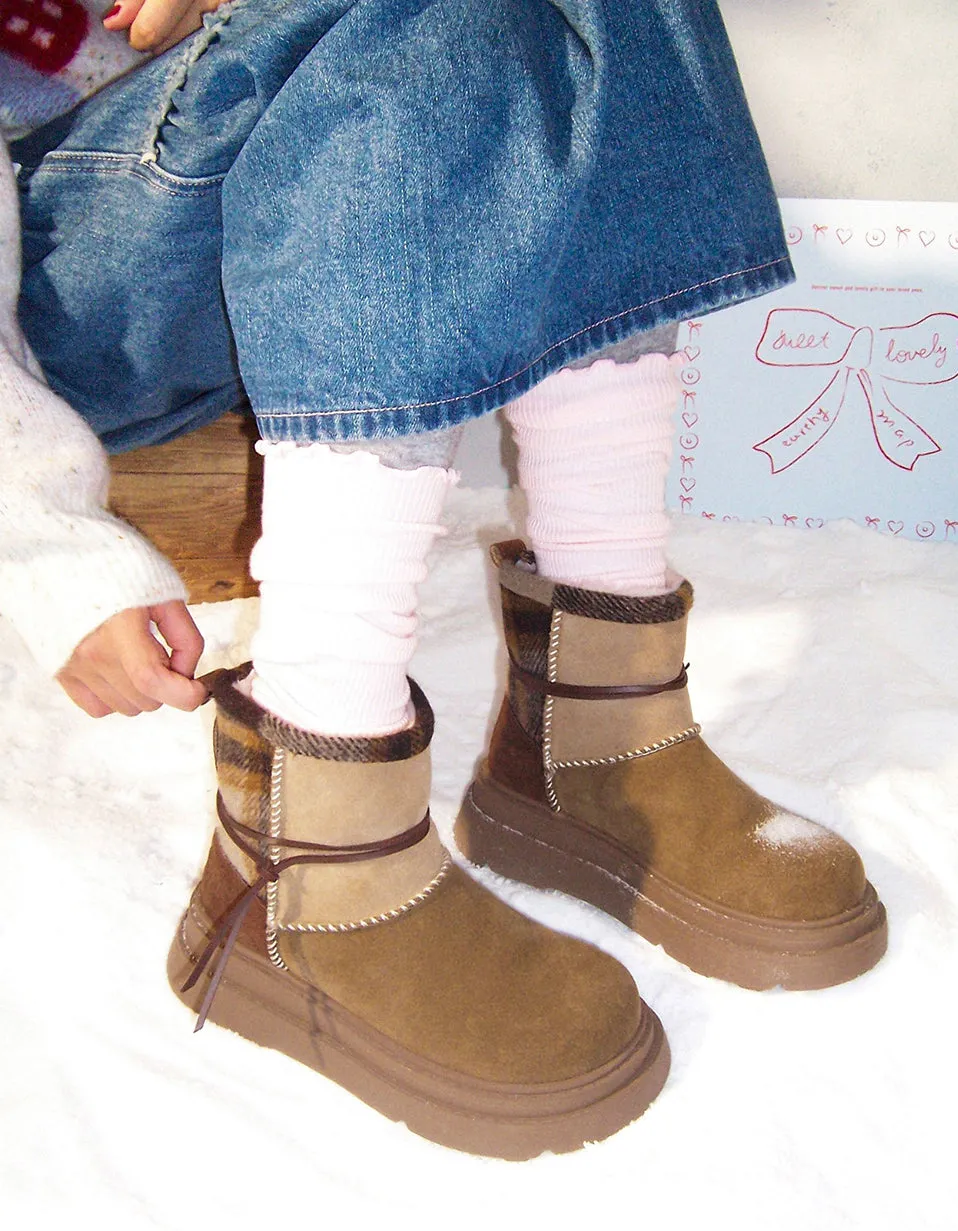 Winter Comfortable Handmade Leather Stitching Snow Boots