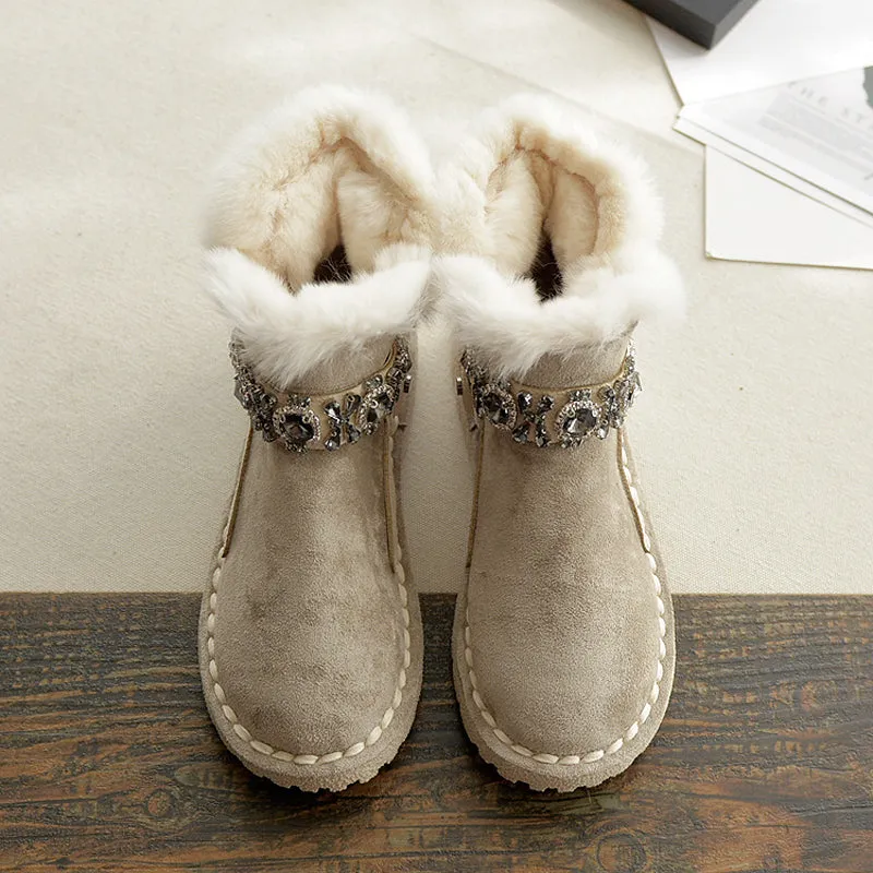 Women Casual Fashion Furred Flat Snow Boots