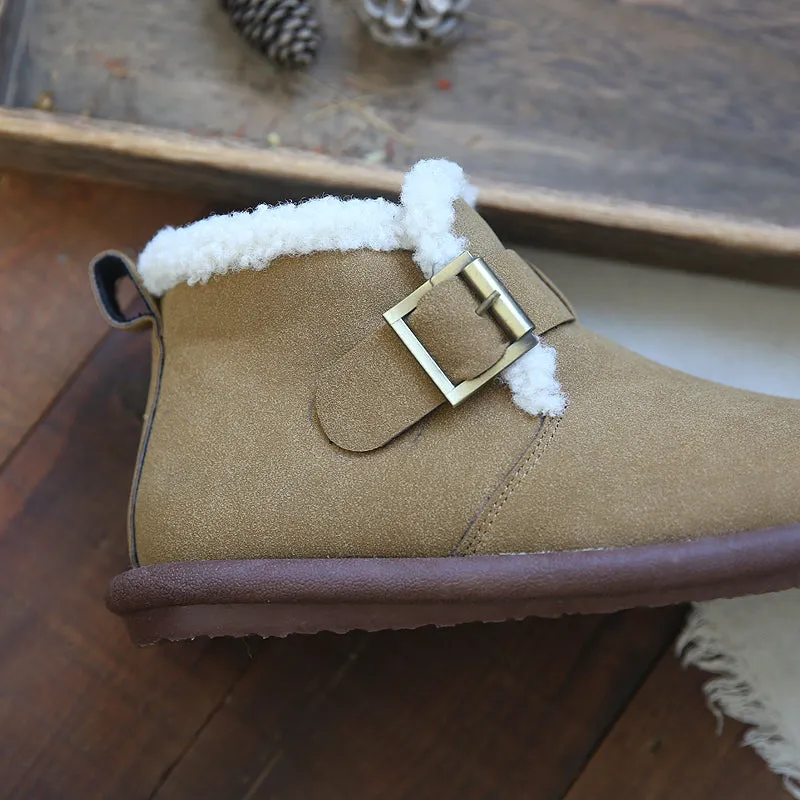 Women Retro Winter Furred Flat Snow Boots