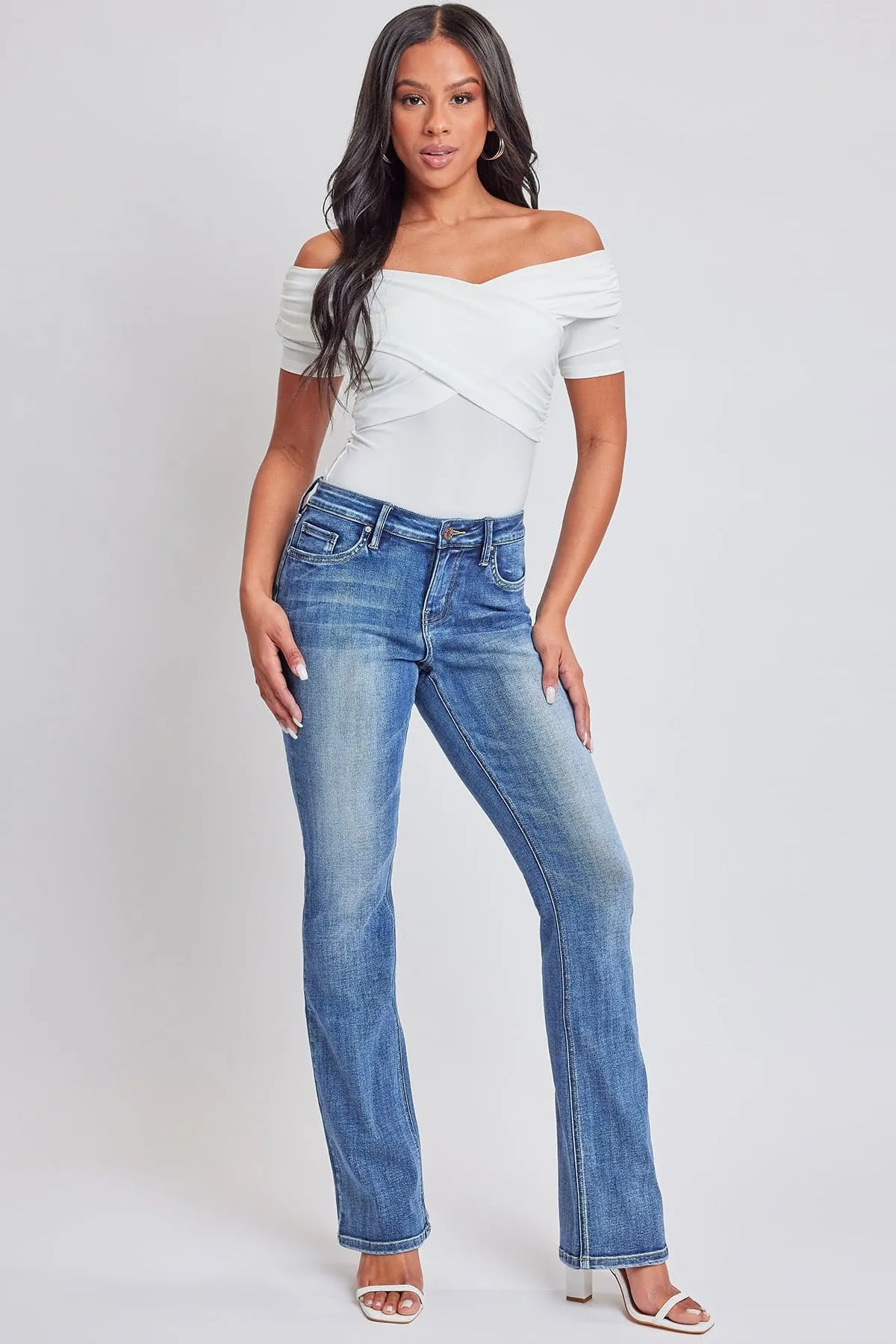 Women's Bootcut Jeans with Flap Pockets