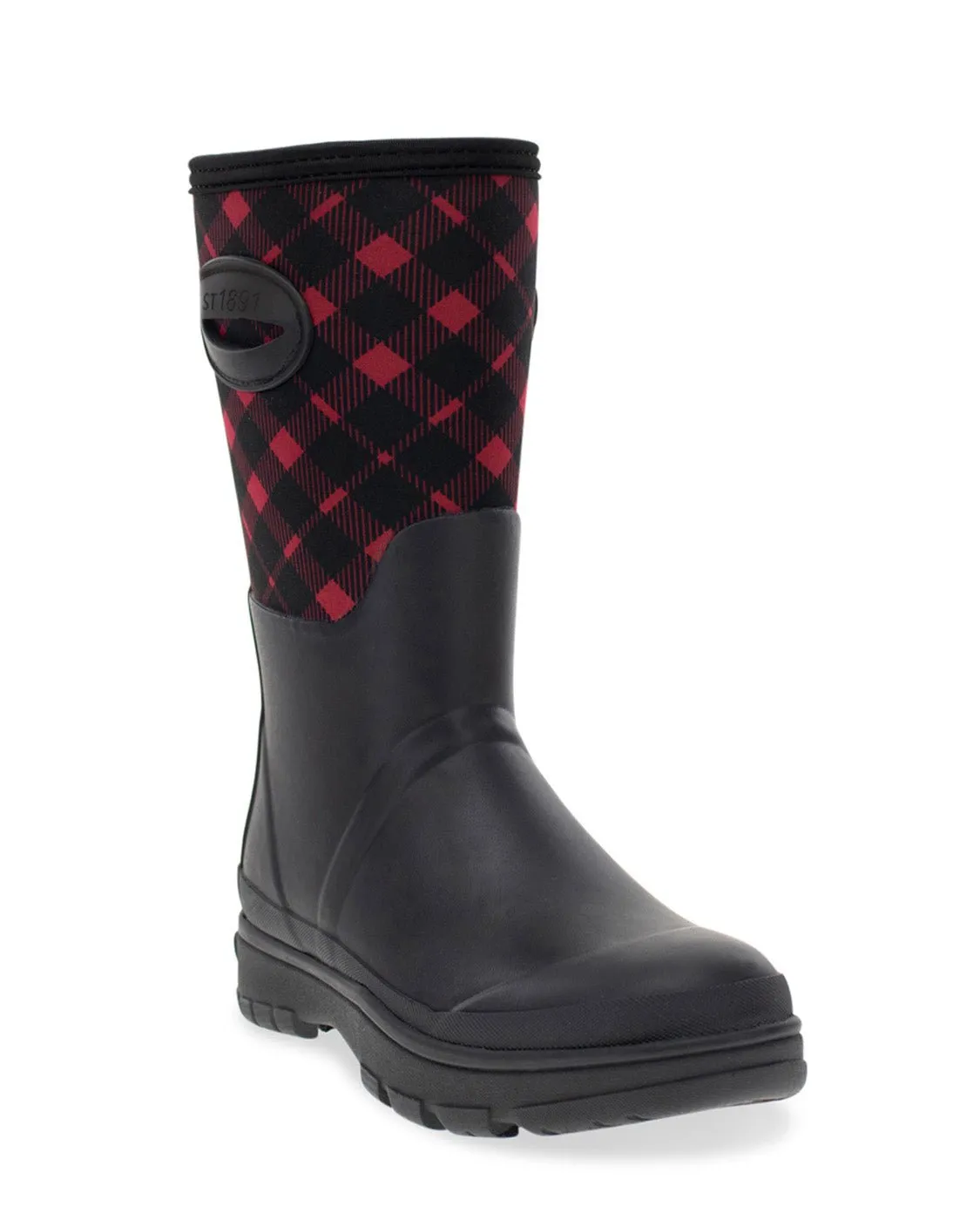 Women's Buffalo Check Neoprene Mid Cold Weather Boot - Black